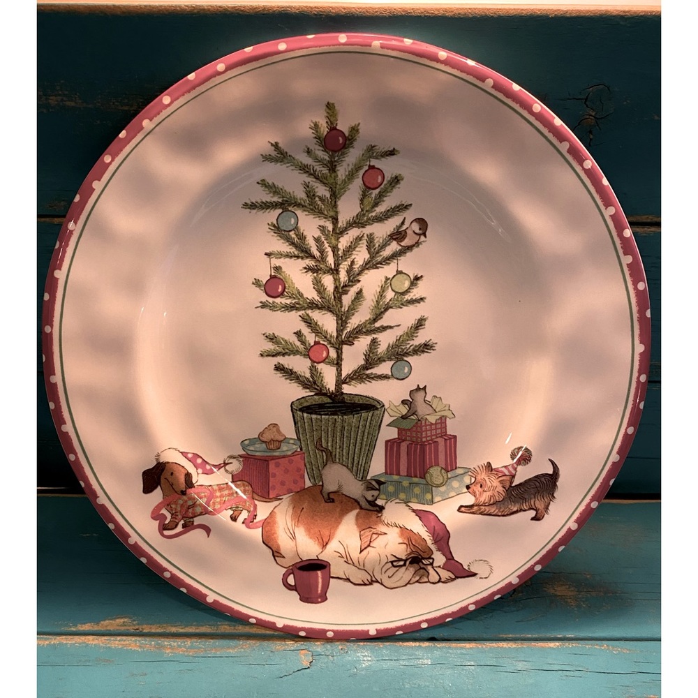 Pier 1 Christmas Morning Pups Plate